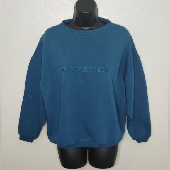 Vtg 80s 90s Paris Sports Club Worldwide Women's 3 Sweatshirt Croo Oversized - Picture 1 of 11